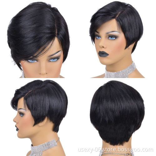 New Arrival Wholesale Short Pixie Cut Virgin Brazilian Human Hair Wigs